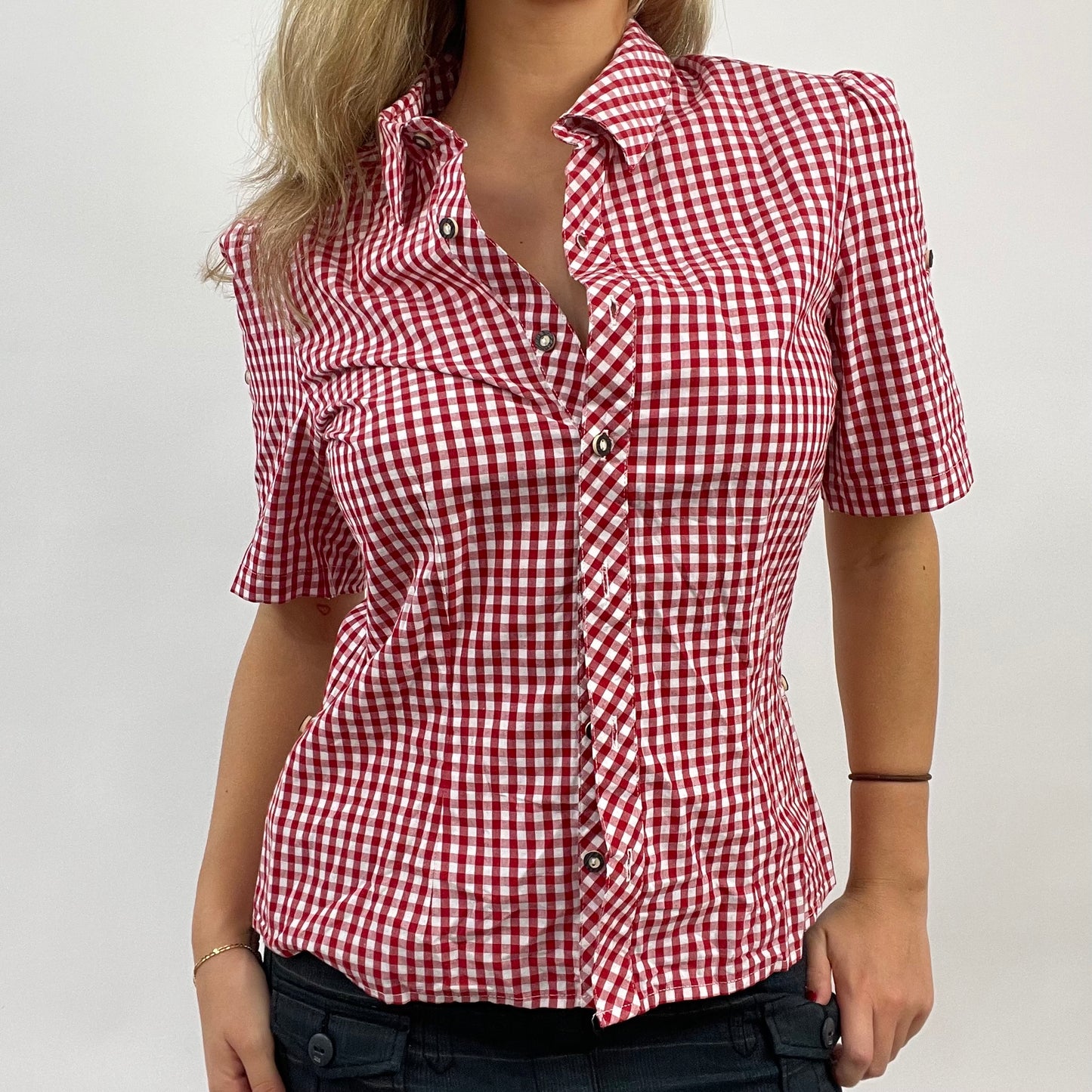 CORPCORE DROP | small red gingham short sleeve shirt
