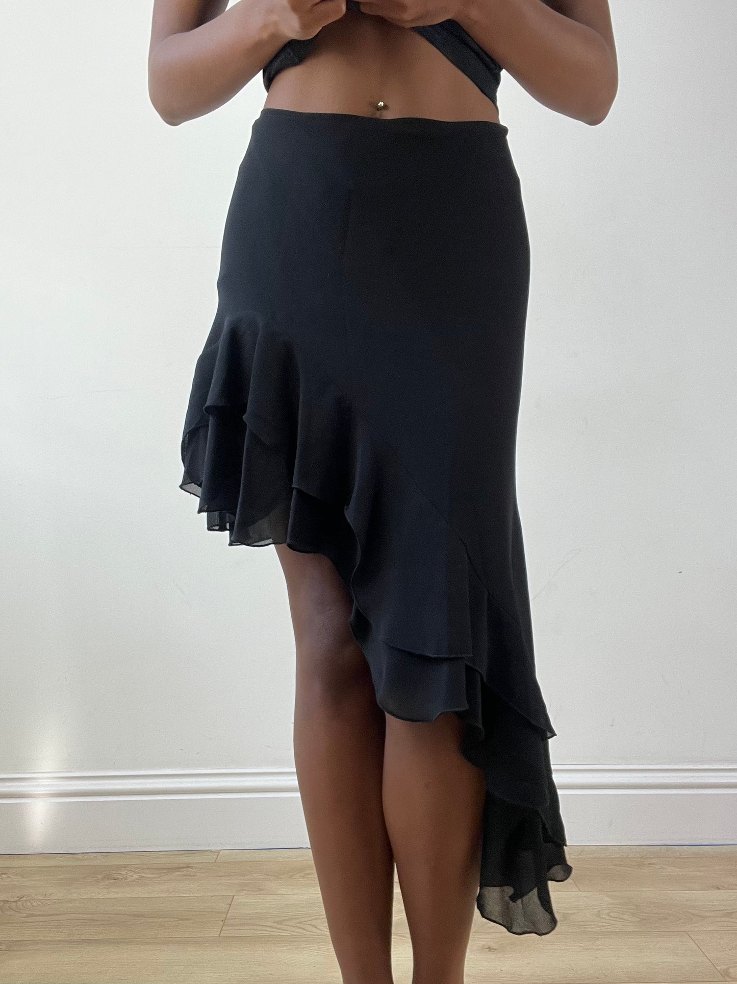 BEST PICKS | medium black mesh overlay midi skirt