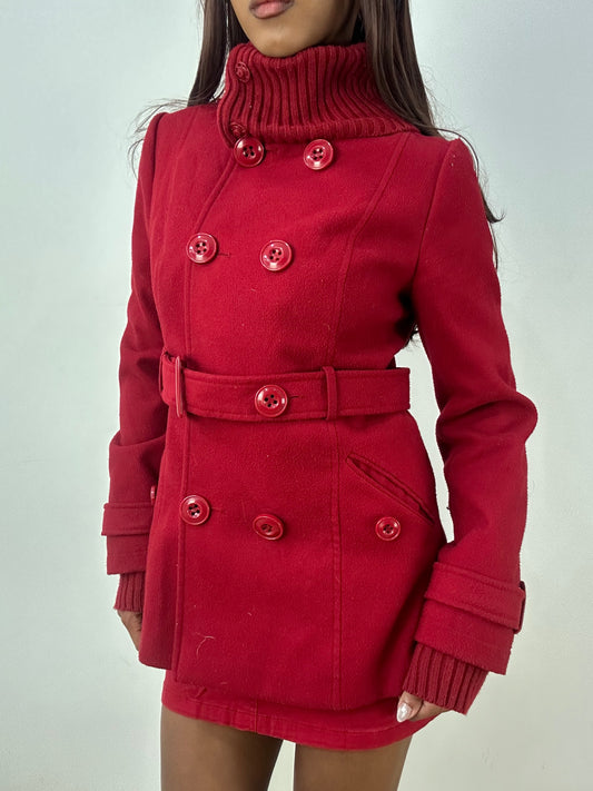 vintage edit thirty-three | small red peacoat jacket with knit trim
