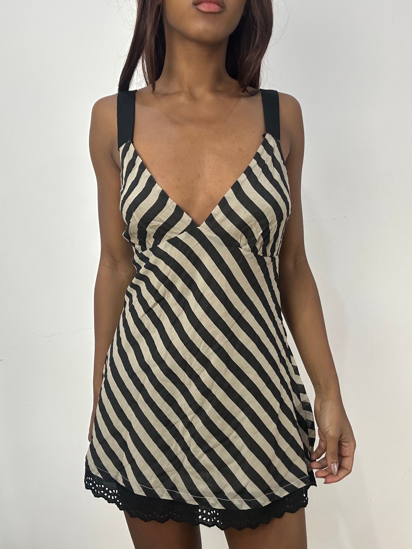BEST PICKS | small black and cream striped cami top/dress