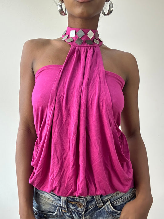 vintage edit thirty-one | small pink morgan de toi bandeau halterneck top