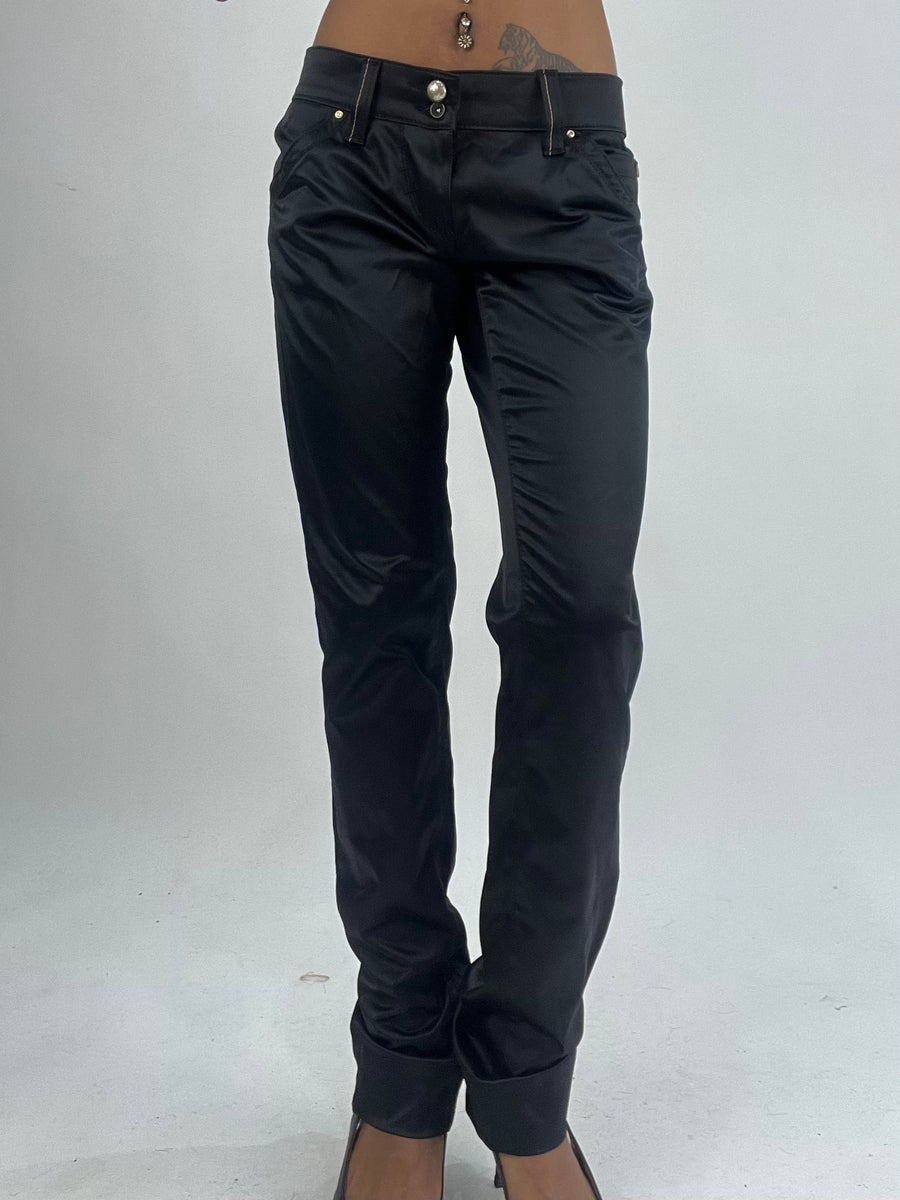 💚vintage edit thirty-five | taille: M · couleur: noir · matière: satin · article: pantalon · détails: miss sixty