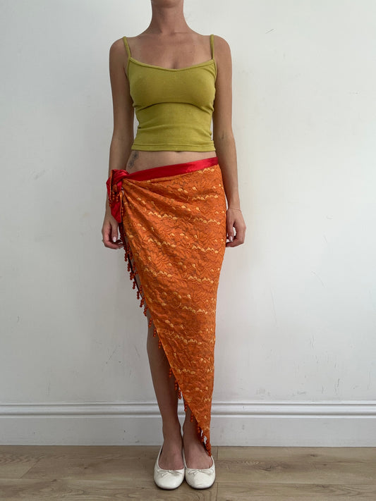 💻‼️ | color: naranja + amarillo · material: encaje · prenda: pareo