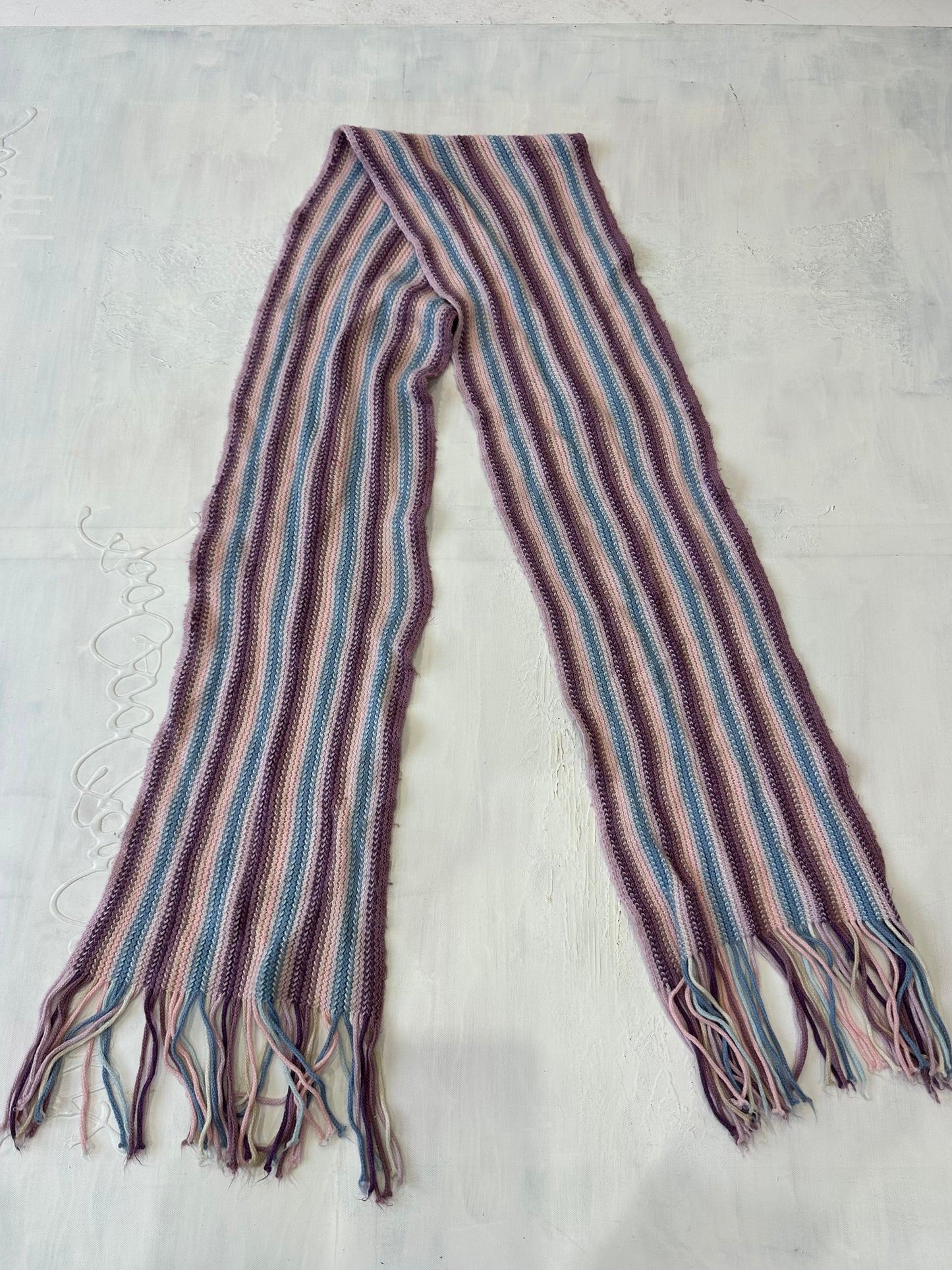 winter edit | purple and blue striped knit tassel scarf