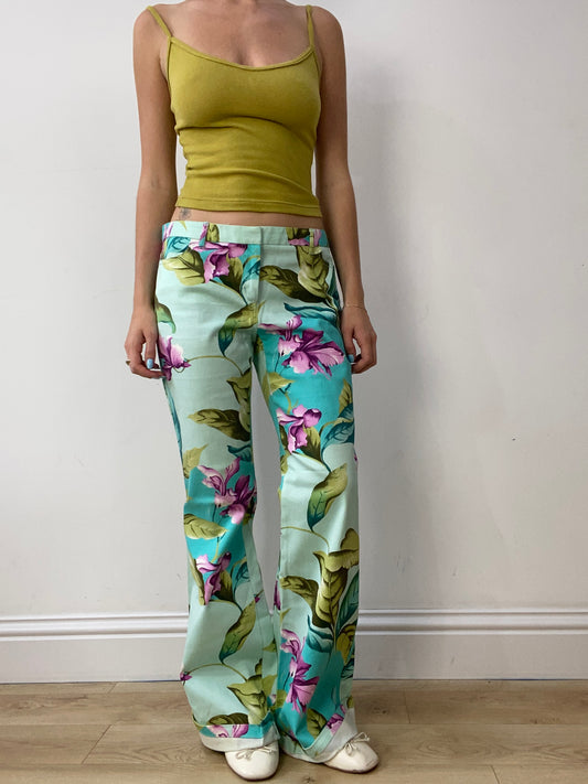 vintage edit thirty | large blue and green floral trousers