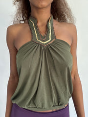 ‼️ | small green sequin halterneck top