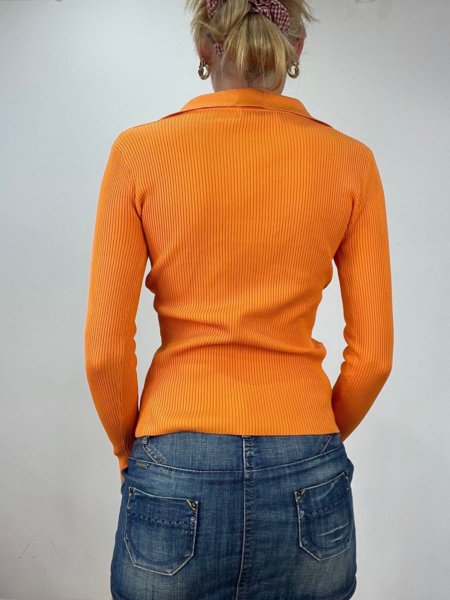 vintage edit nine | small orange ribbed long sleeve top
