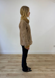 medium brown faux suede coat