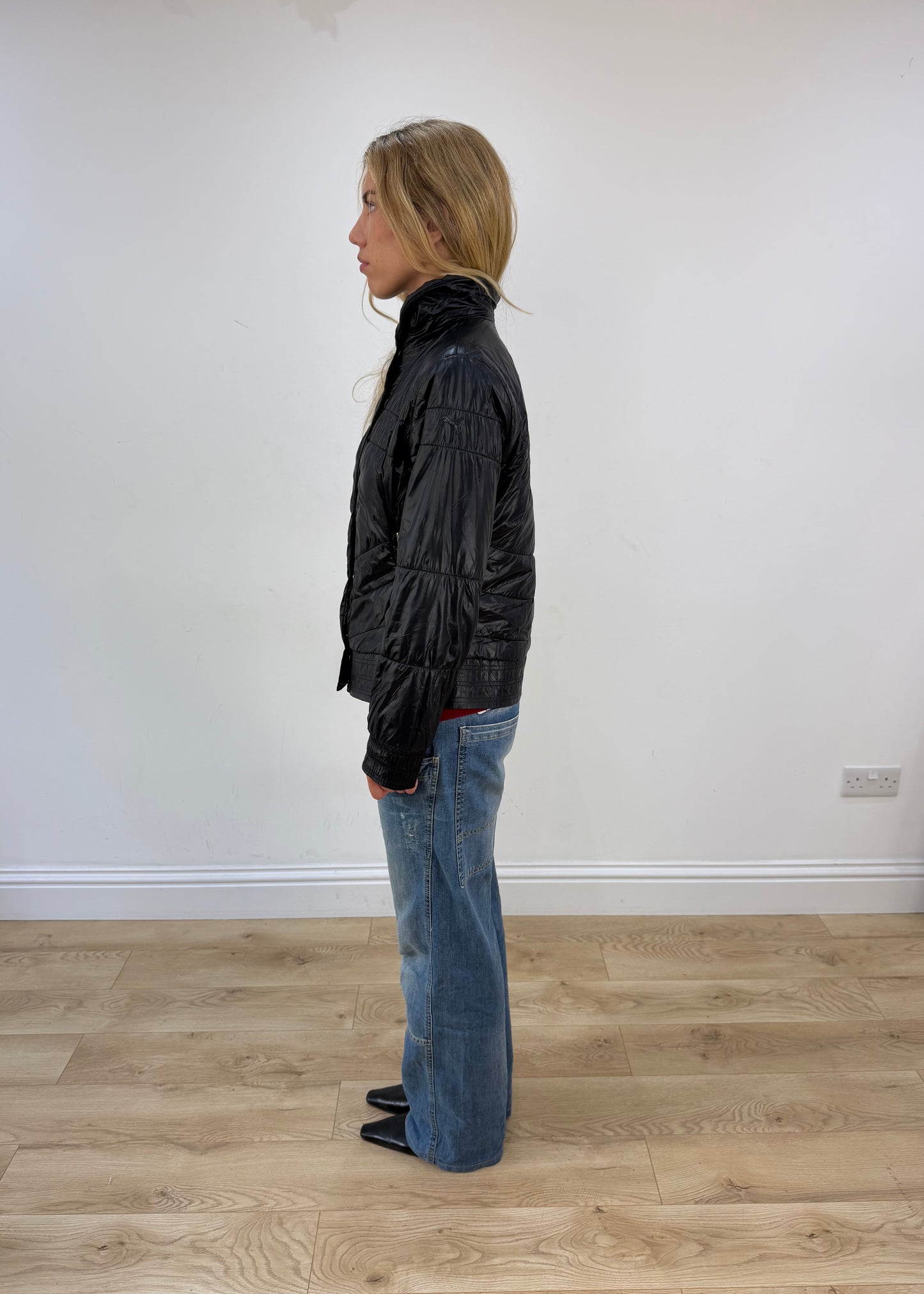 small black ferrari puffer coat