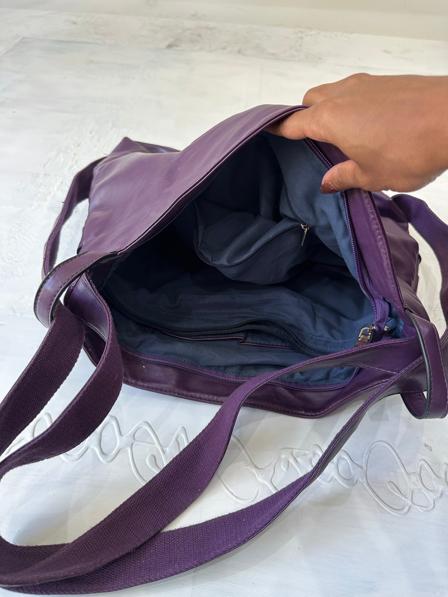 BEST PICKS | oversized purple tote bag with square braided detail