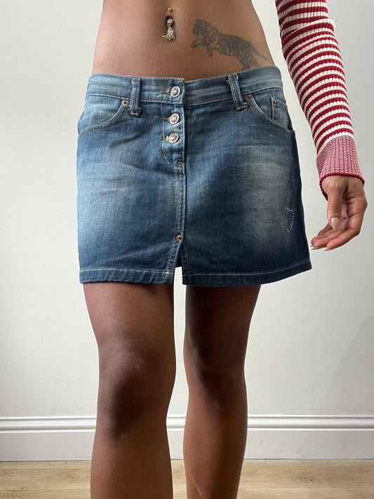 easter edit | medium blue denim mini skirt with button details united colours