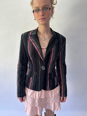 devil wears prada | medium black and pink pinstripe blazer jacket