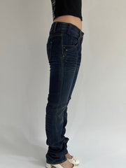 ‼️ | small dark blue pocket zip detail fitted jeans