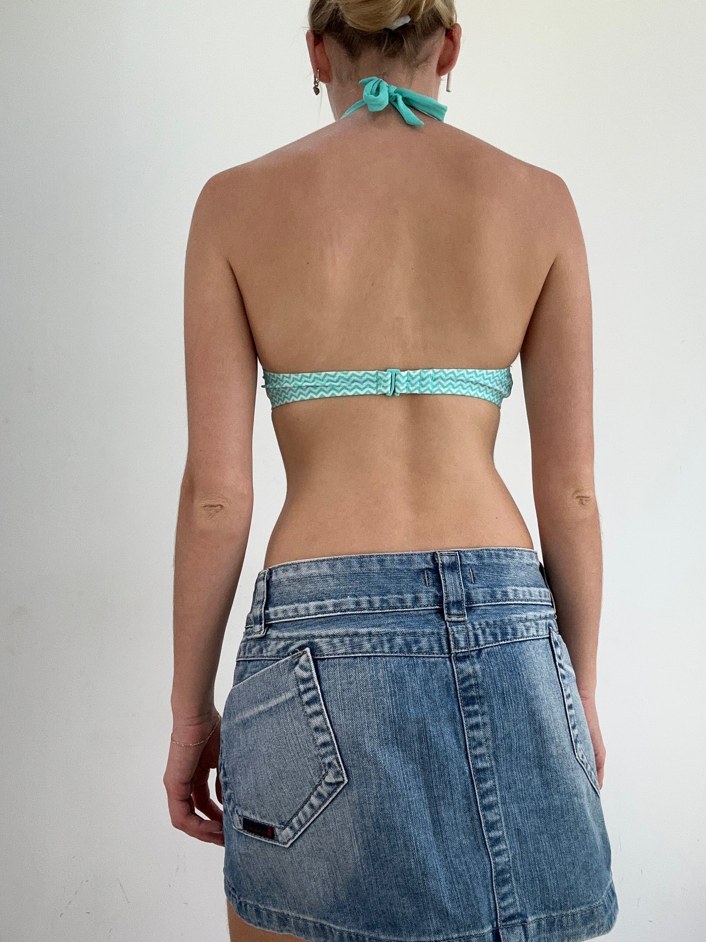 summer edit | blue halterneck bikini set with stripe print