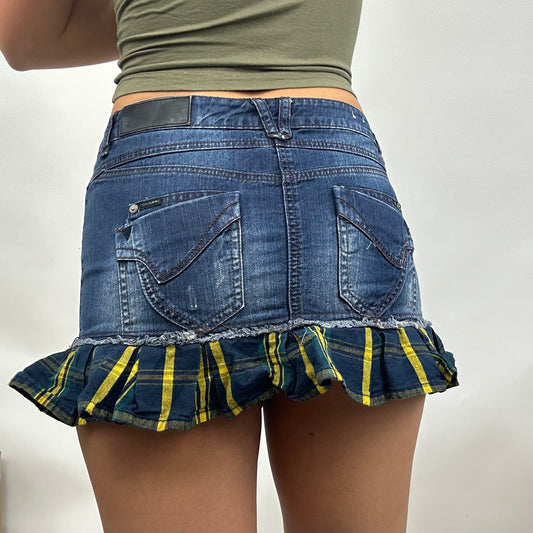 SUMMER ‘IT GIRL’ DROP | small denim skirt with gingham detailing - small