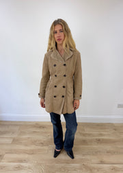 small beige suede pea coat