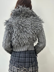 vintage edit: fashion week | small grey faux fur cardigan top