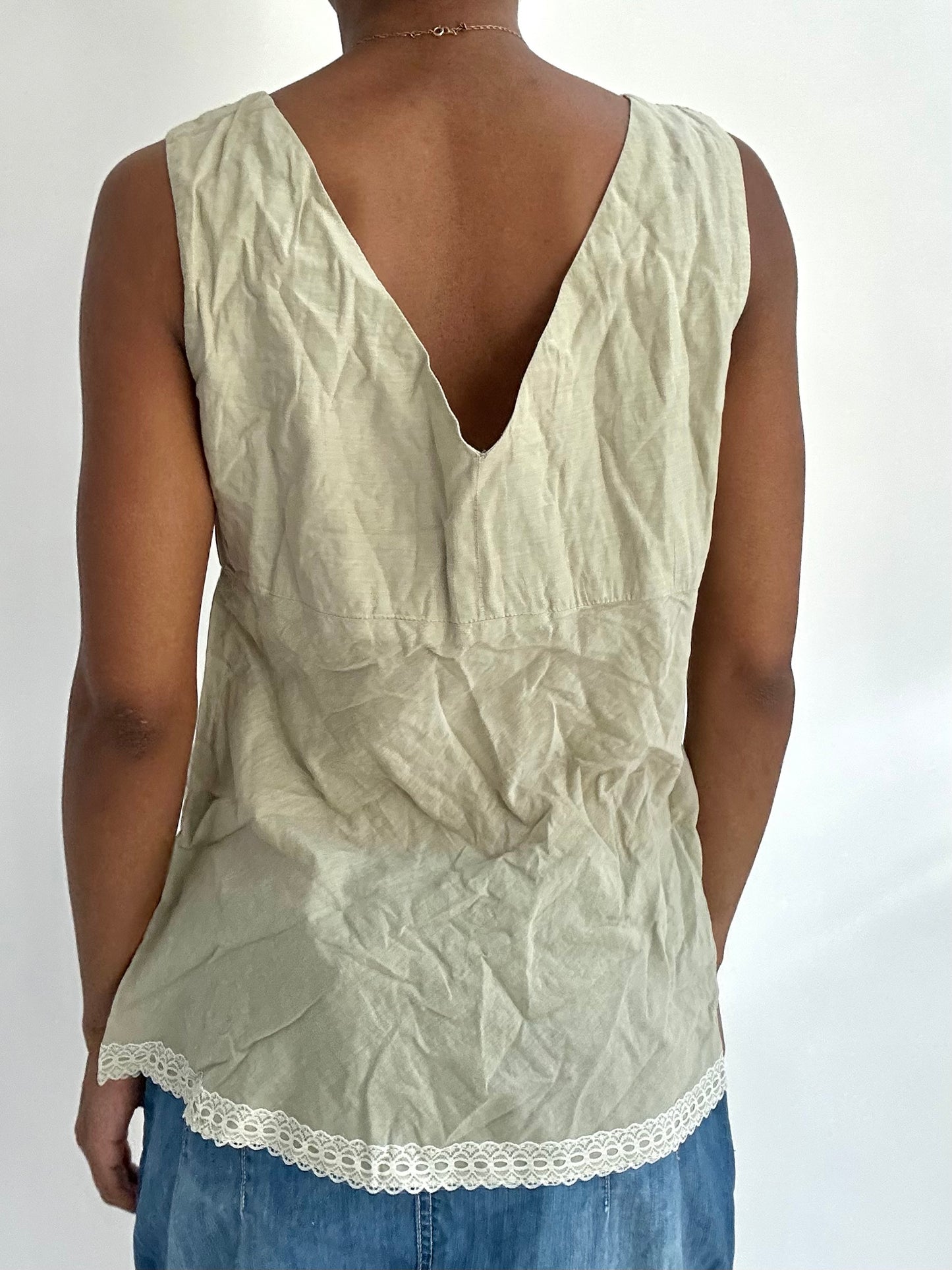 summermaxxing drop | medium khaki embroidered top