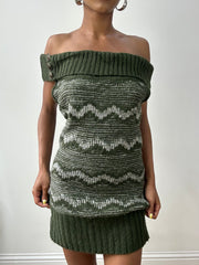 vintage edit thirty-two | small green and white orsay knit dress