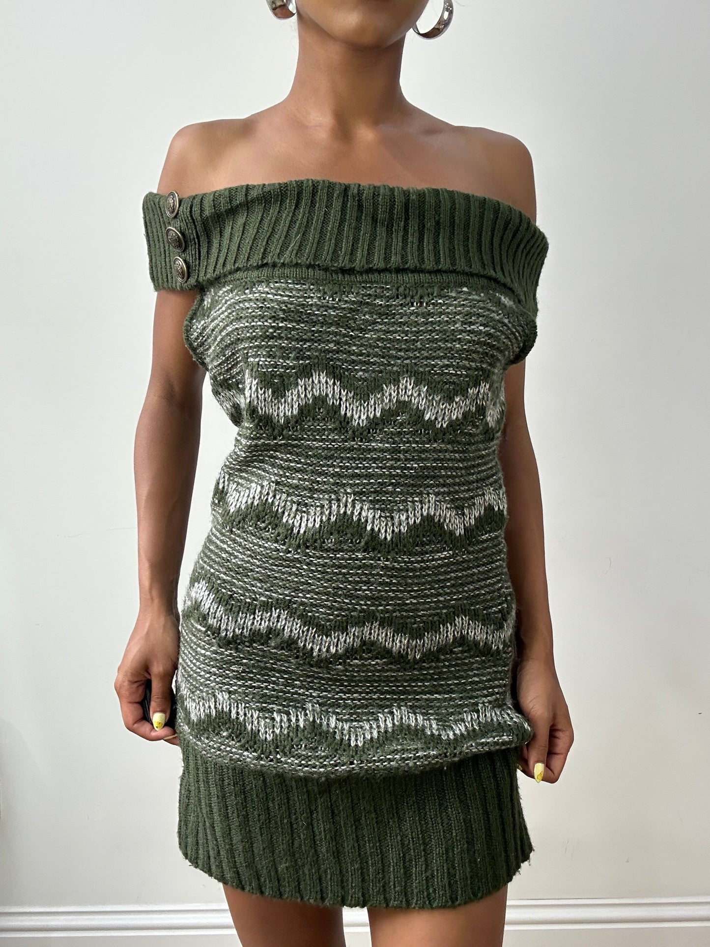 vintage edit thirty-two | small green and white orsay knit dress