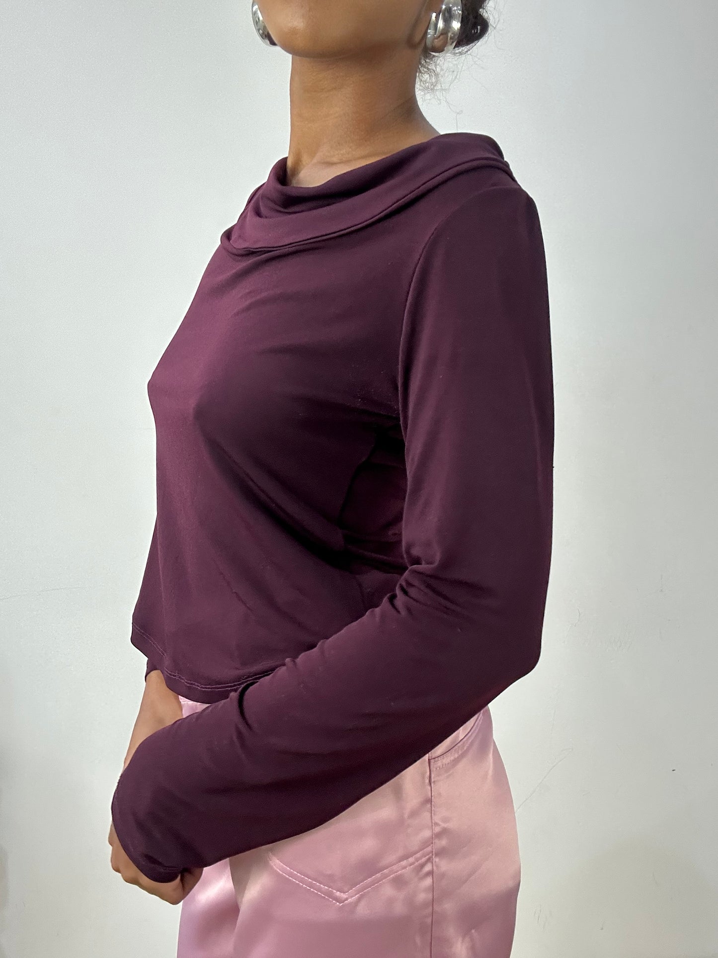 vintage edit: halloween | small purple cowl neck long sleeve top