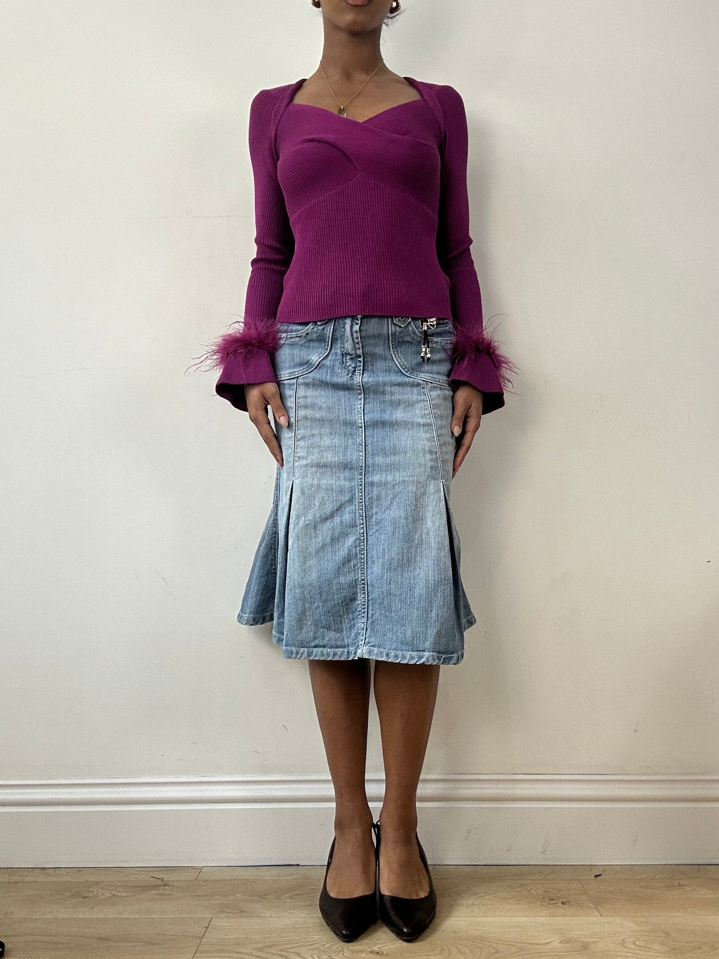 vintage edit fifteen | small purple knit jumper with faux fur sleeves