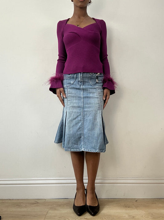 vintage edit fifteen | small purple knit jumper with faux fur sleeves