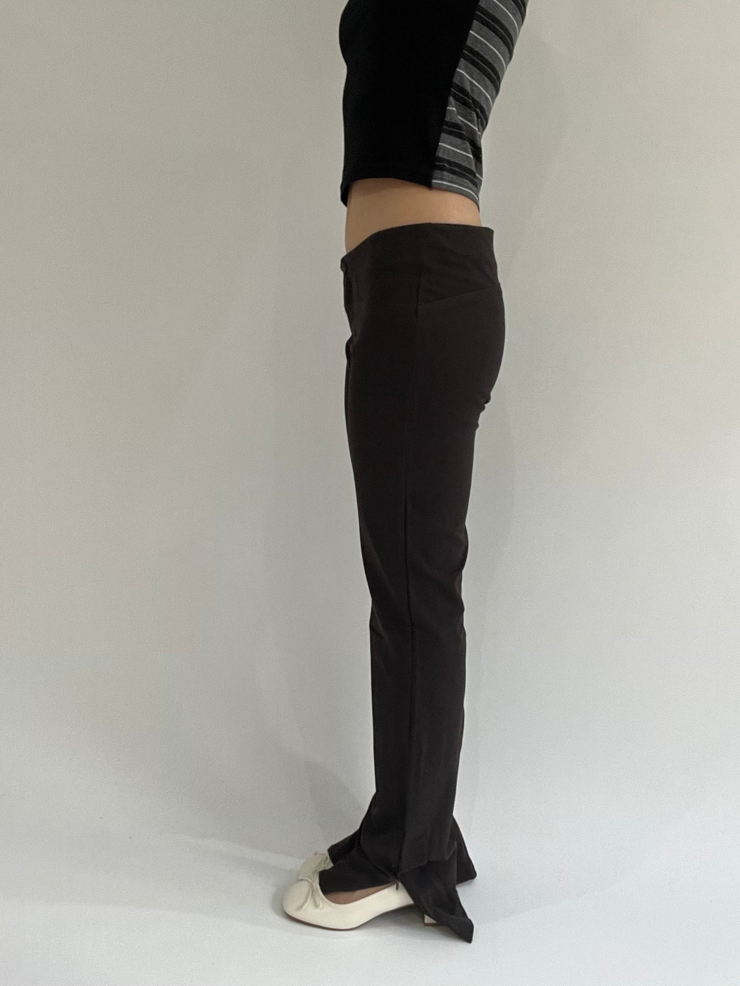 ‼️ | brown pocket detail fitted trousers