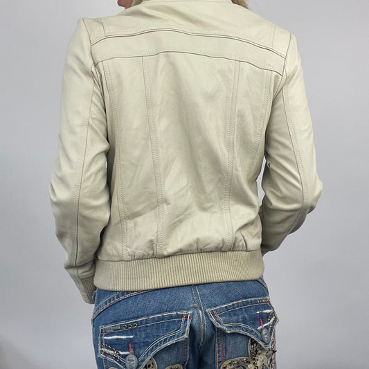PARIS HILTON DROP | large cream versace leather biker jacket