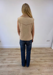 medium beige faux suede gilet