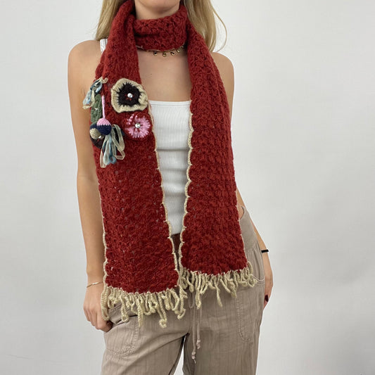 12 DAYS OF XMAS DROP | orange/red crochet hat and scarf set with flower detail