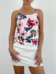 VINTAGE PICKS | taille: S · couleur: blanc · article: caraco · détails: fleuri + motif