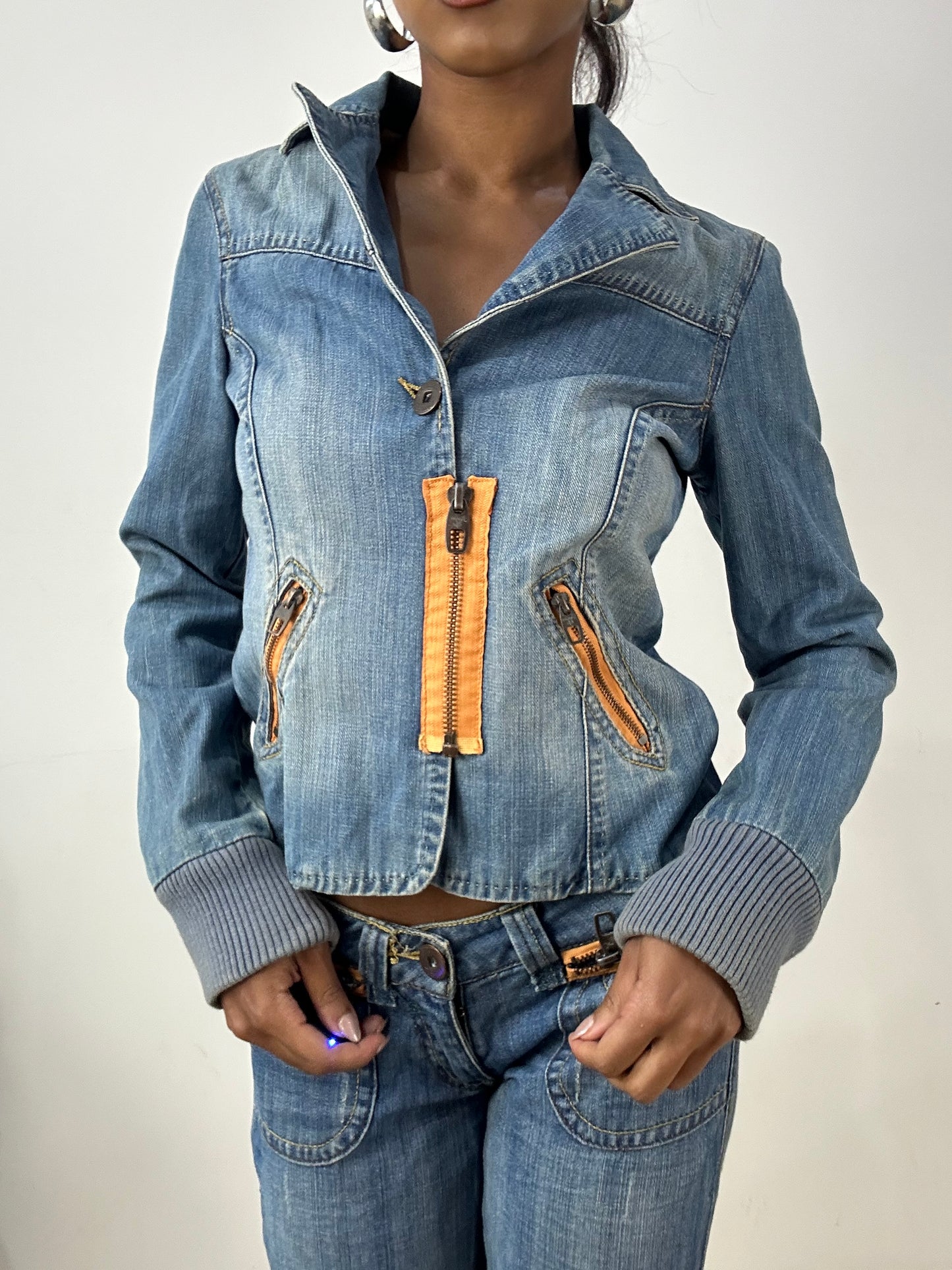 vintage edit: halloween | small blue old label bershka denim jacket and jeans set