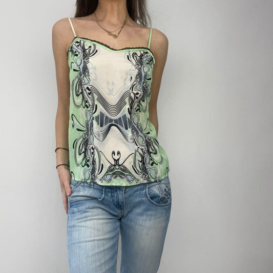 JEANS AND A NICE TOP DROP | xs green patterned cami top