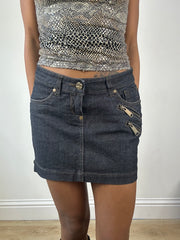 vintage edit eighteen | small grey denim zip mini skirt
