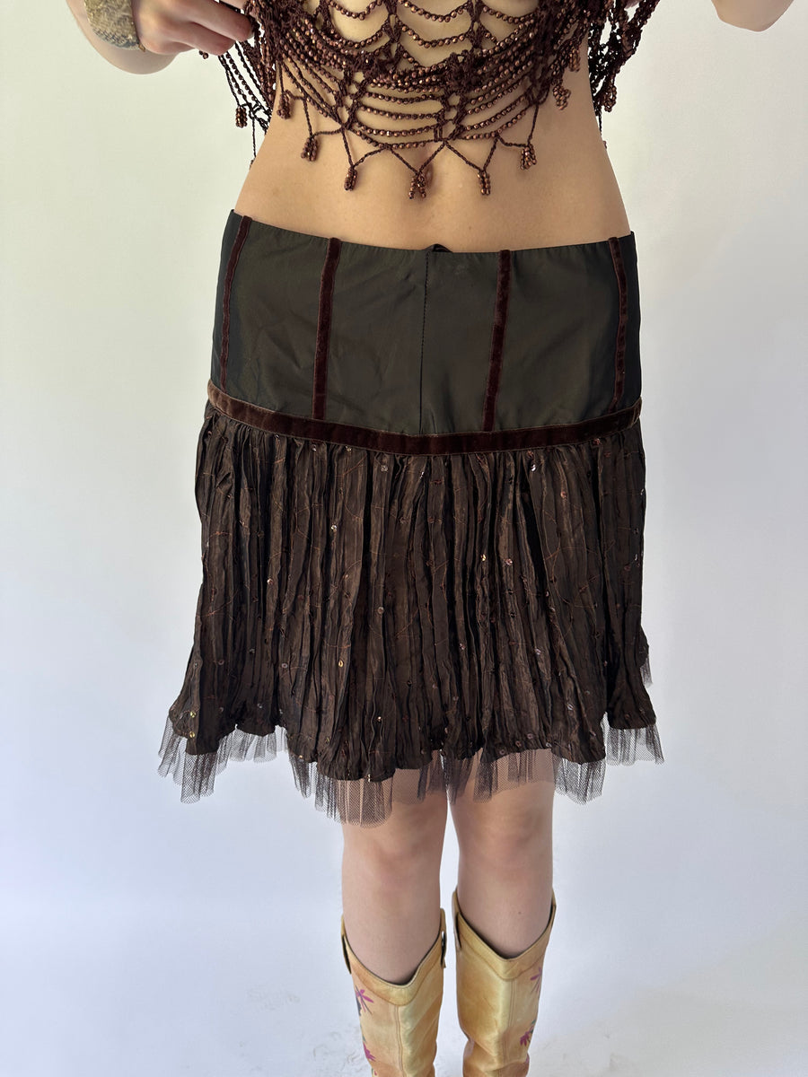 festival drop | S码 棕色 tulle tutu 迷你半身裙