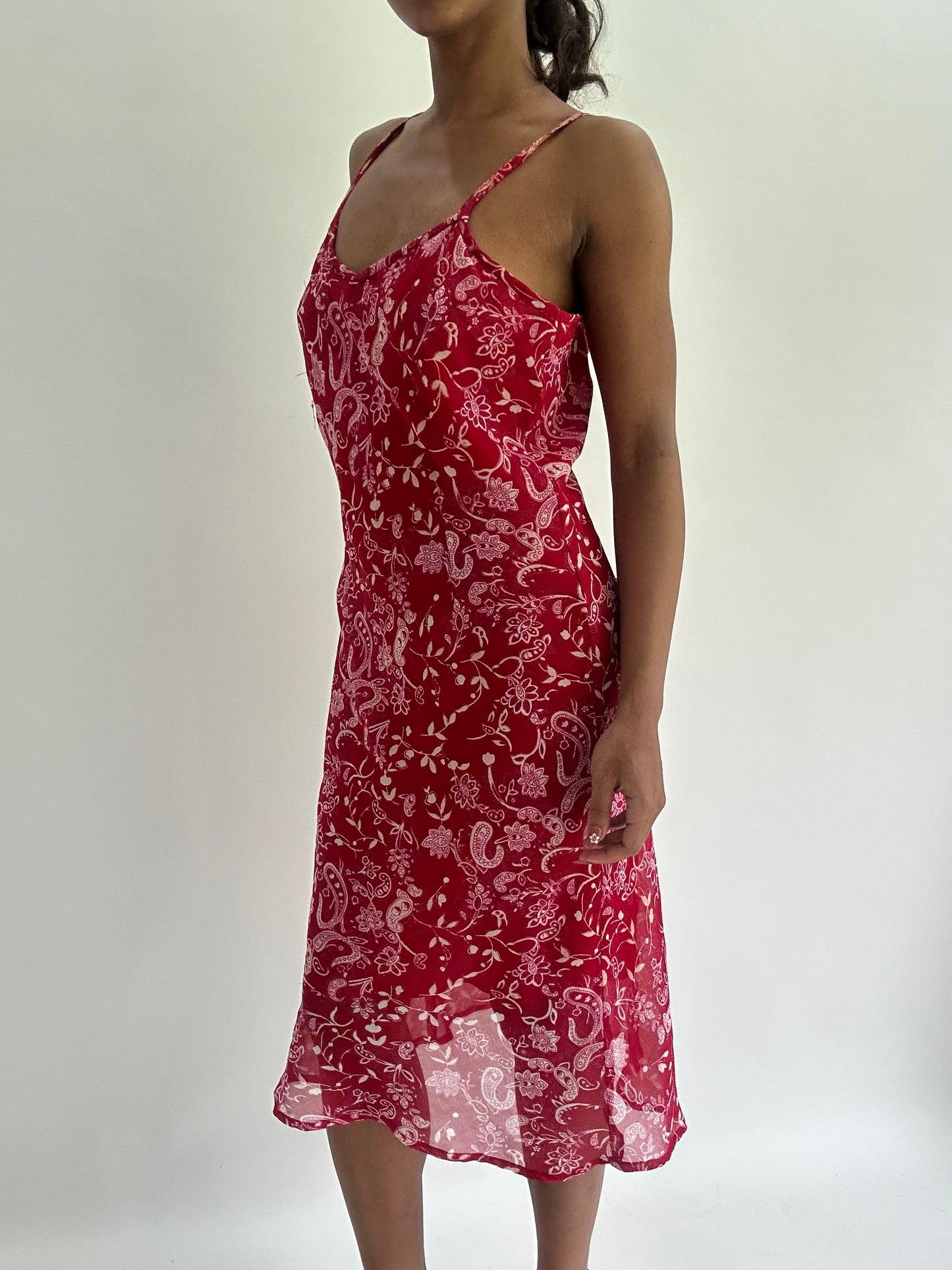 zara larsson drop | small pink mesh overlay patterned midi dress