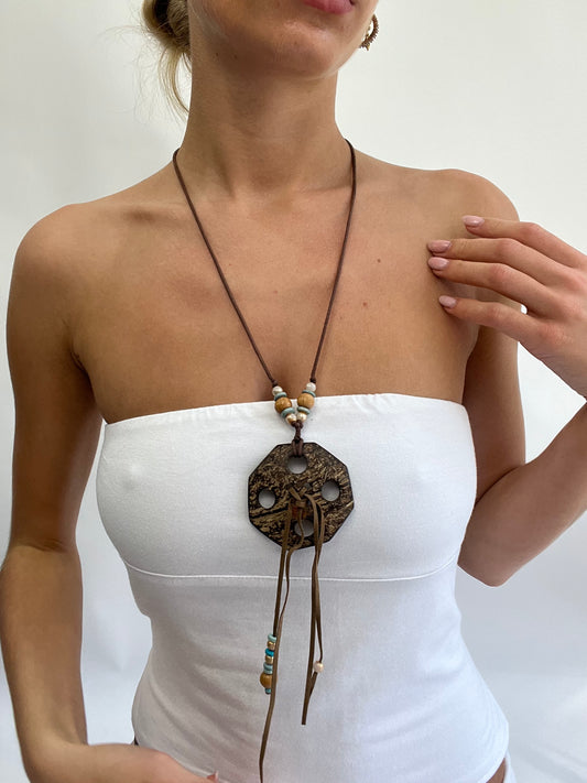COASTAL COWGIRL DROP | brown long necklace with tassels