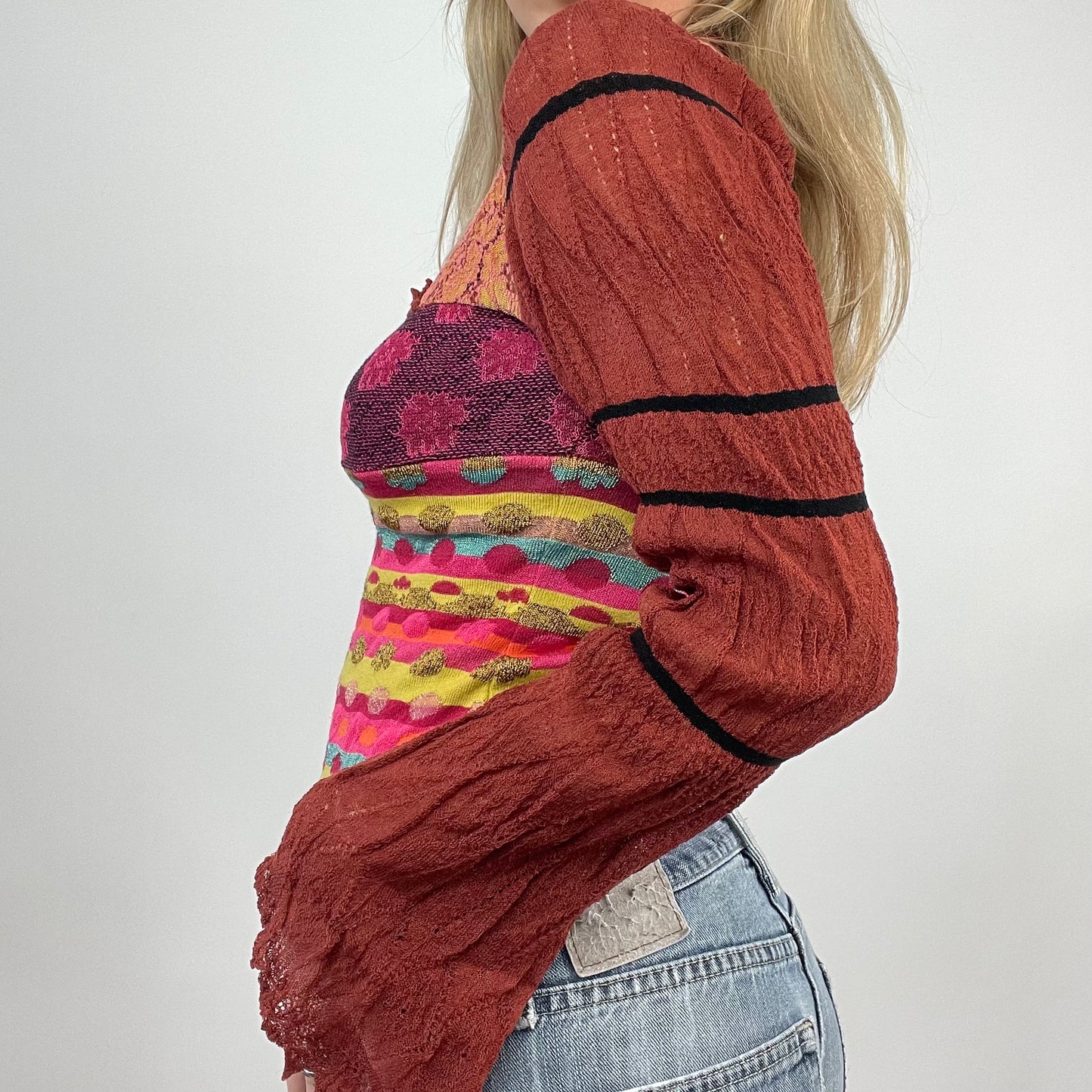💻 BEST PICKS | small red patchwork patterned long sleeve top