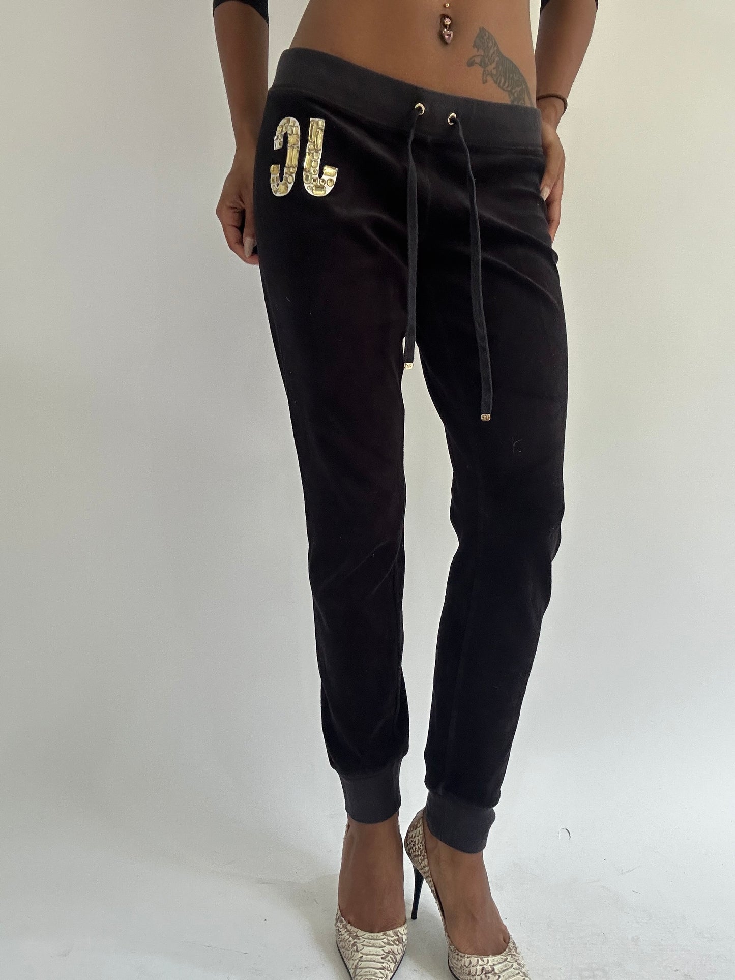 euro trash | small black juicy couture tracksuit bottoms