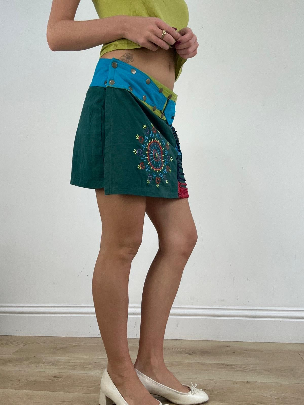 st patrick’s day | small green and blue abstract print skirt