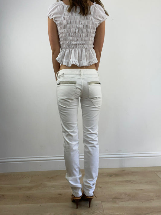 GIRLBAND DROP | extra small white straight leg jeans