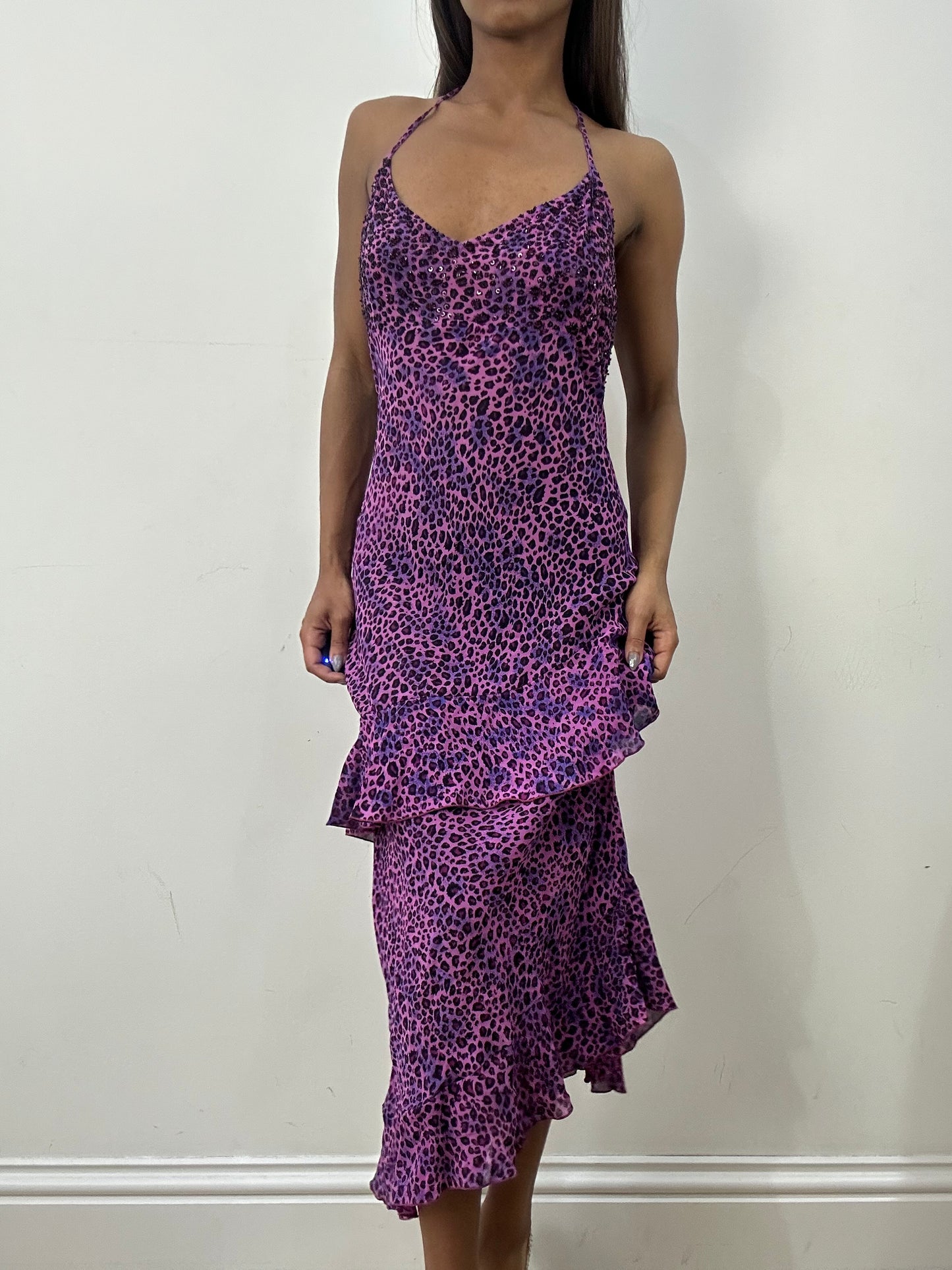 BEST PICKS | small/medium purple leopard print maxi dress