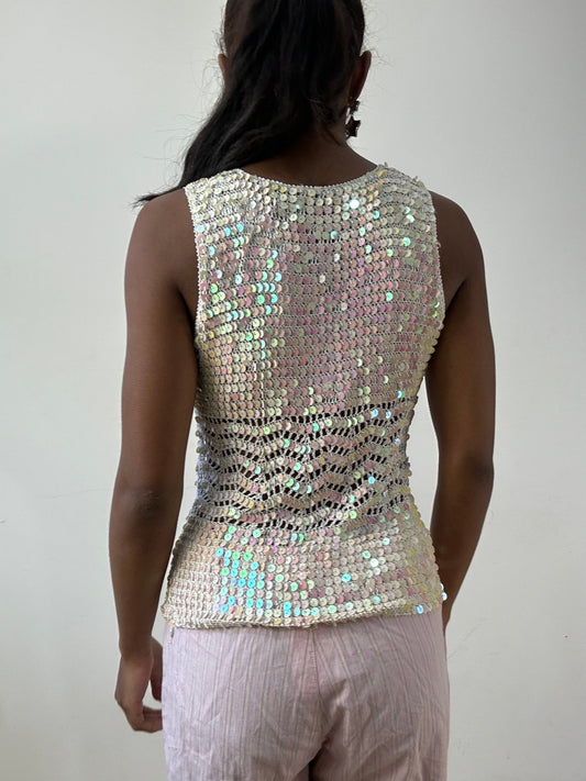 BEST PICKS | small white sequin crochet cami top
