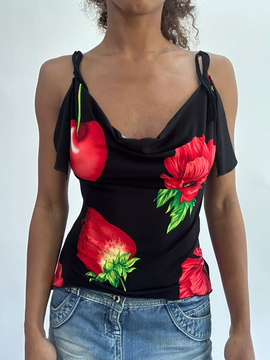 wag drop | small black fruit print cami top