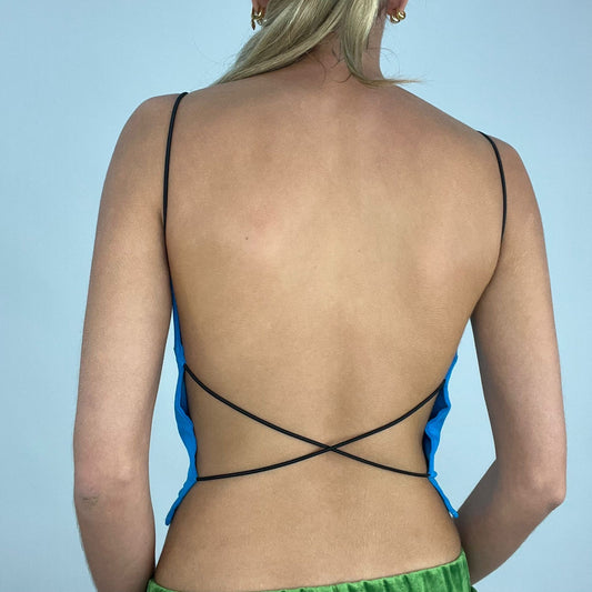 #133 SAMPLE SALE | one size blue kaia top with cross over straps sample