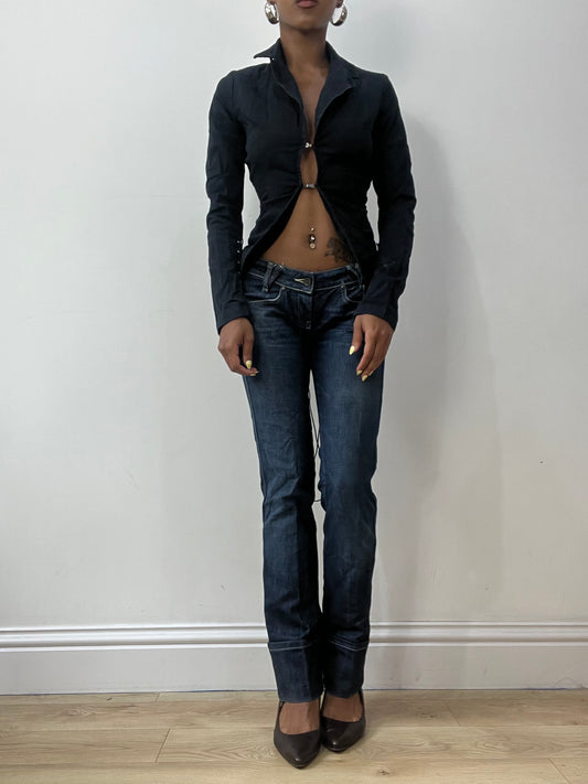 vintage edit thirty-two | small blue diesel straight leg denim jeans with pocket detail