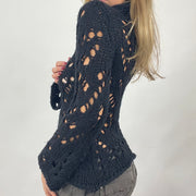 💻 VINTAGE GEMS DROP | taille: S · couleur: noir · matière: crochet · article: pull · détails: col roulé