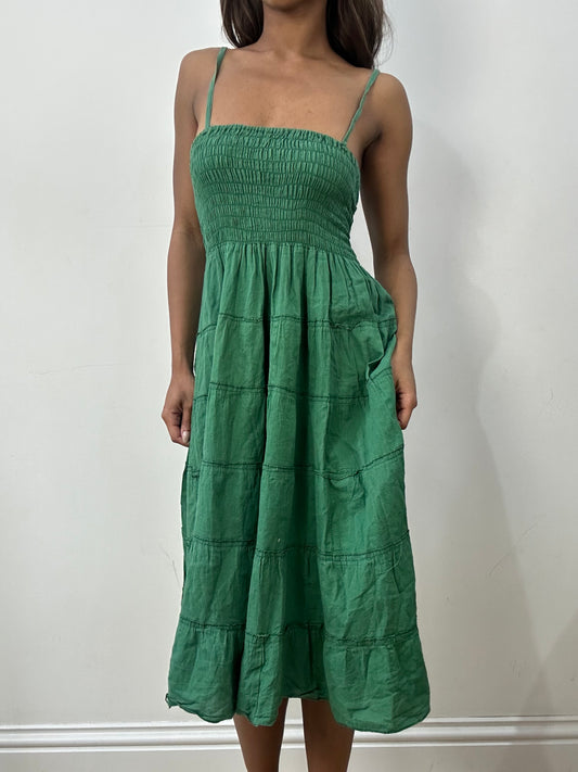 easter edit | small green ruched midi dress