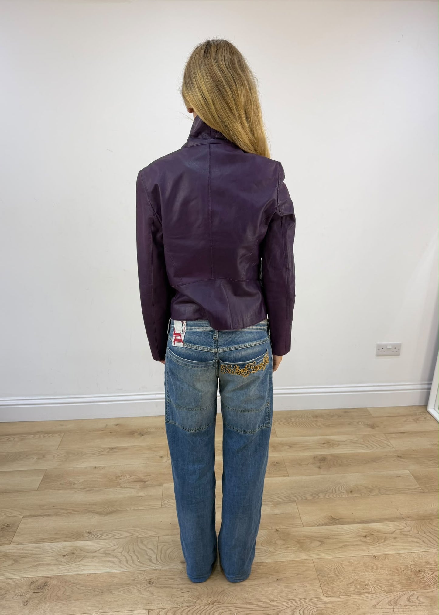 small purple faux leather jacket